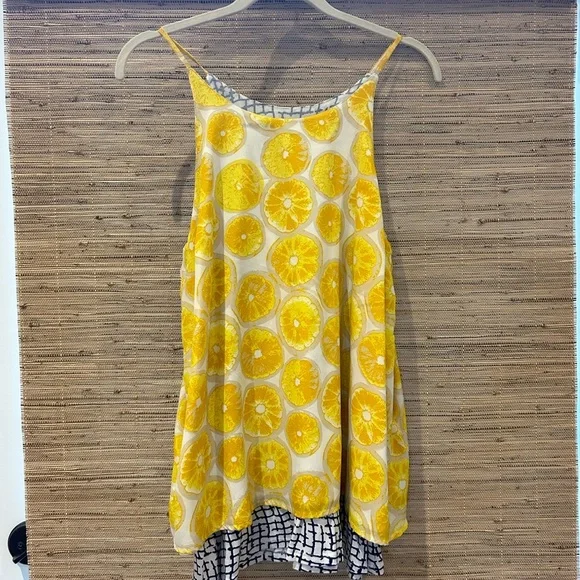 Anthropologie Porridge Yellow Lemon Swing Top Women’s Medium - Picture 2 of 7